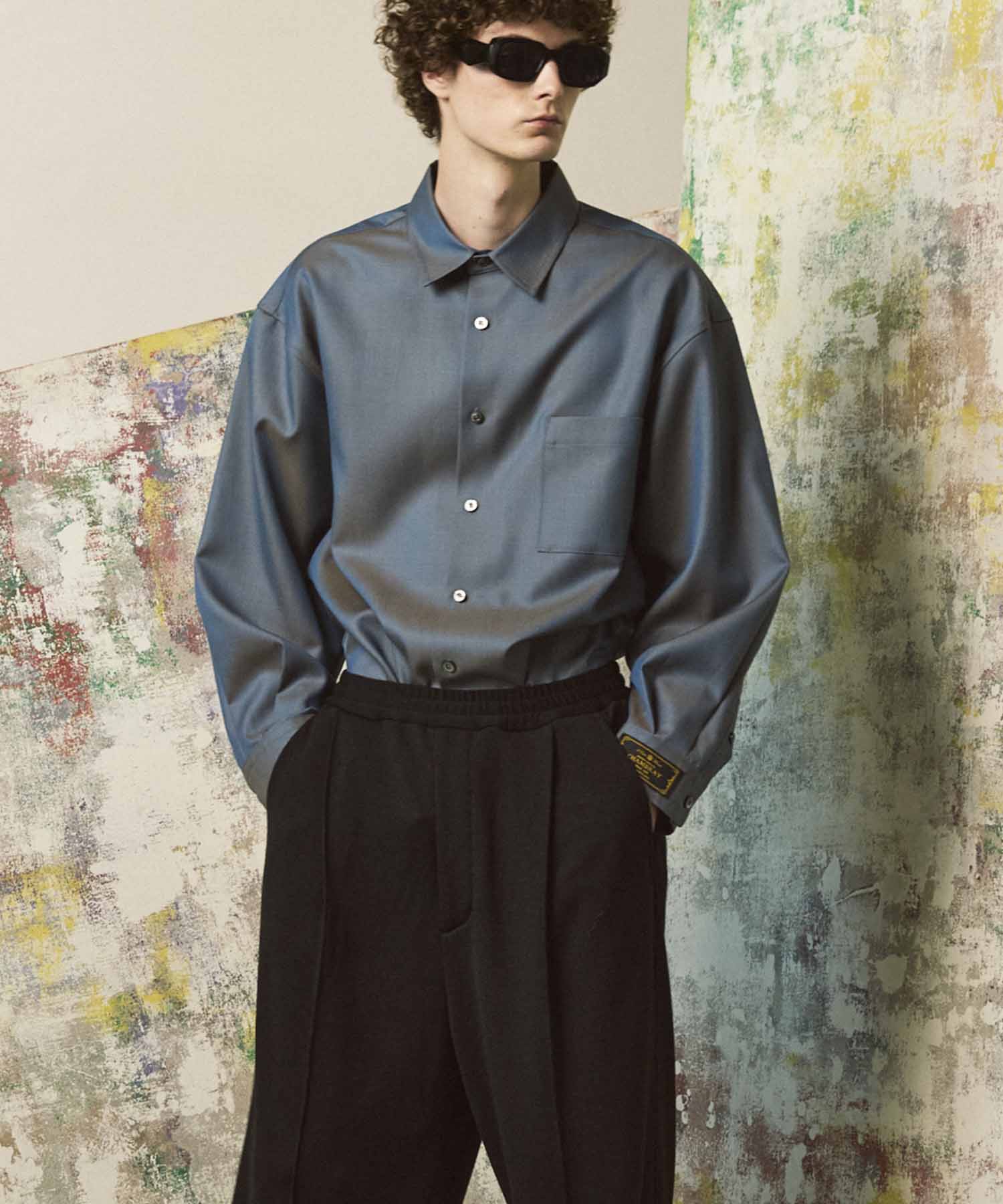 4 Colors Chambray Washable Wool Prime-Over Regular Collar Shirt Coat