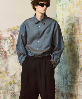 4 Colors Chambray Washable Wool Prime-Over Regular Collar Shirt Coat