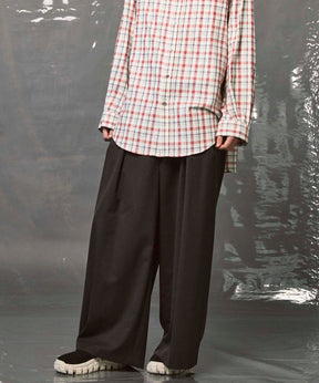 羊毛混合光滑的宽宽松裤子
