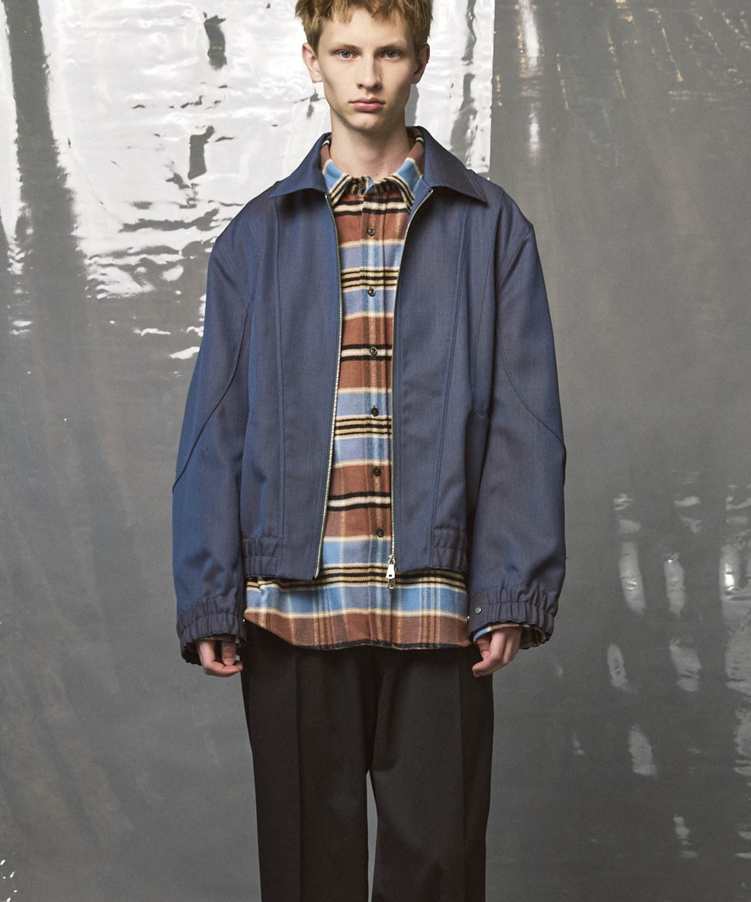 4 Colors Chambray Washable Wool Prime-Over Blouson