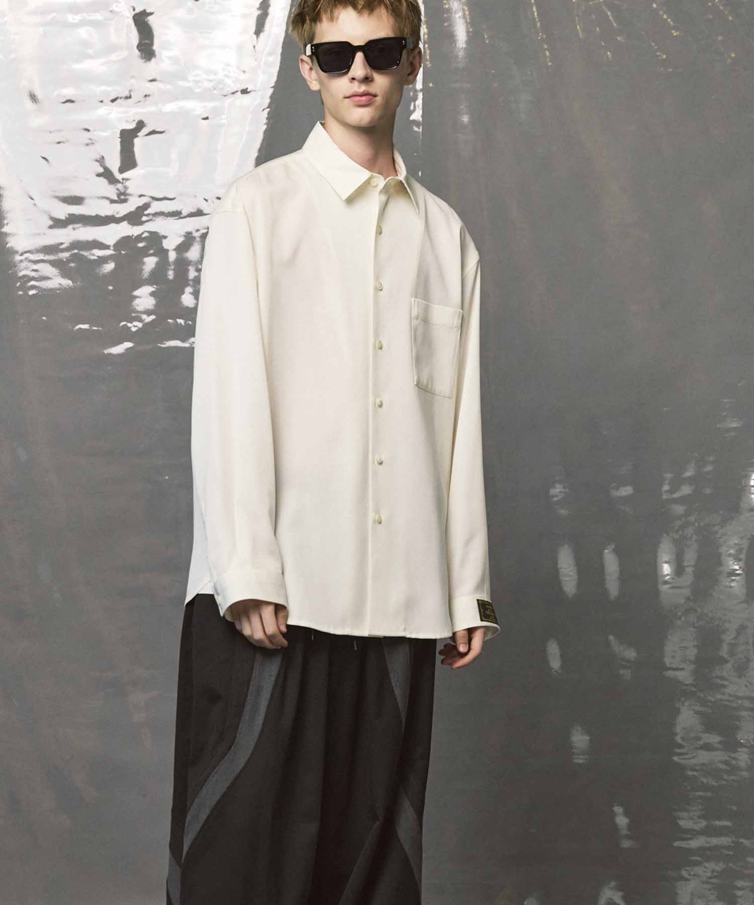 4 Colors Chambray Washable Wool Prime-Over Regular Collar Shirt