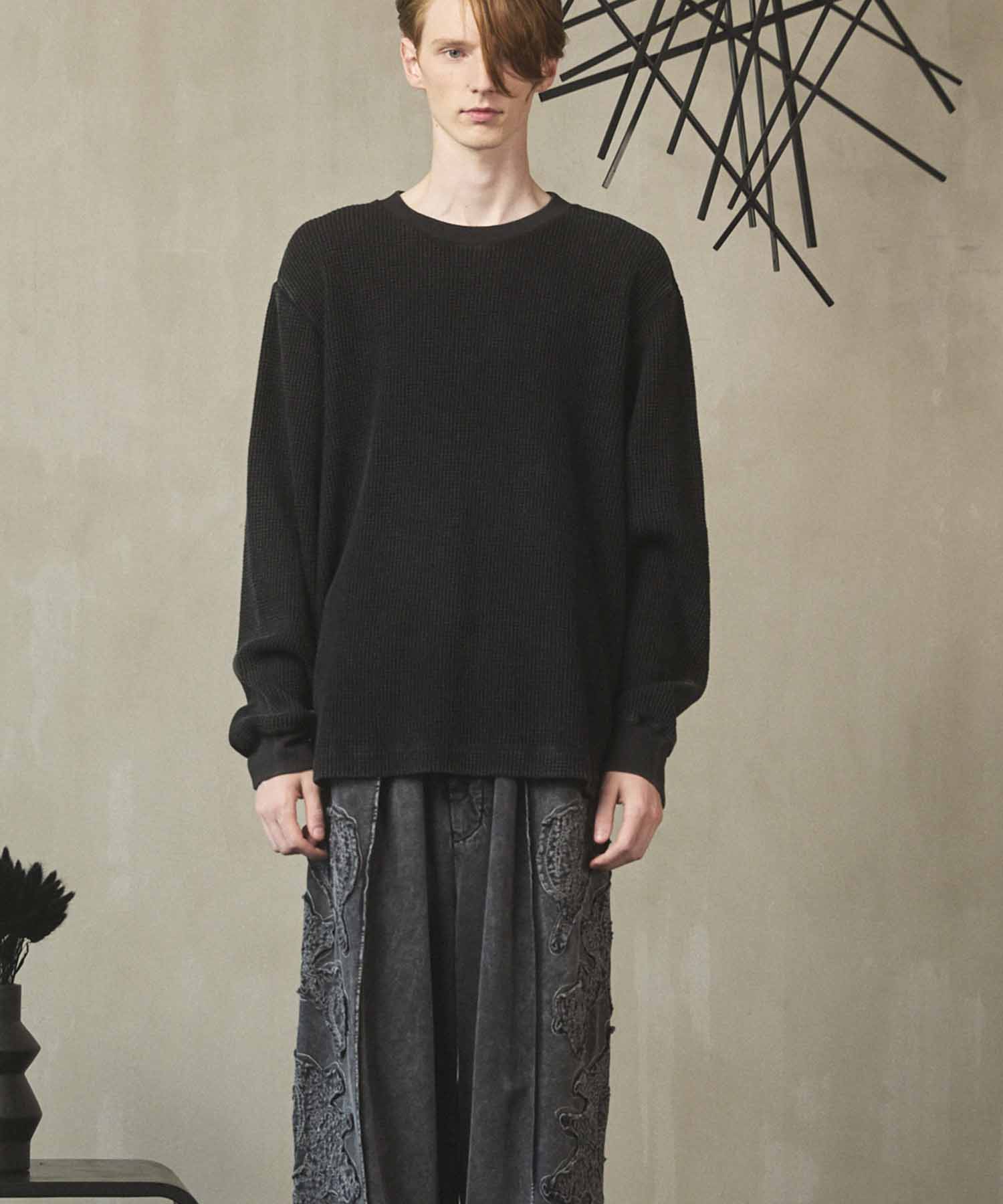 Prime-Over Crew Neck Long Sleeve Waffle T-Shirt