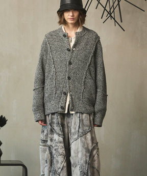[25AW PRE-ORDER] 3 colors Wool Nylon Prime-Over Crew Neck Knit Cardigan