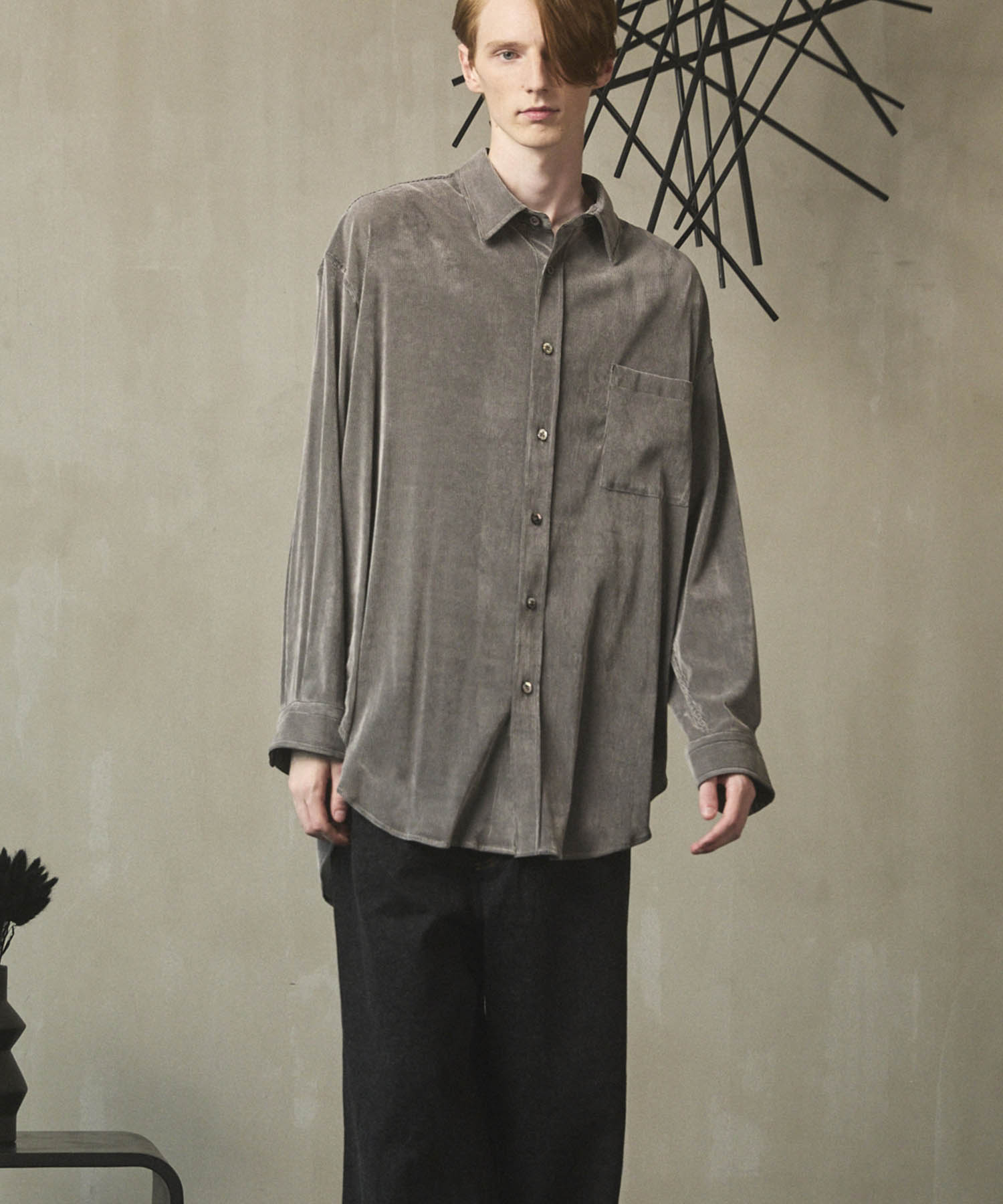 受付中❣️オーダー本格仕立てお着物(綿、ウール、モスリン等) Prime-Over Flocky Print Regular Collar Shirt Coat