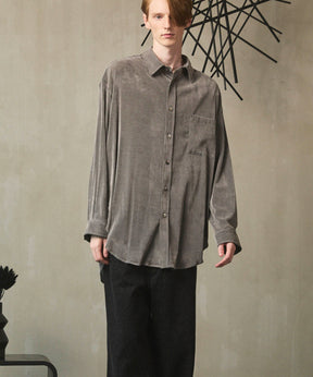 프라임 오버 플록 프린트 일반 칼라 셔츠 코트