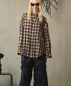 Prime-Over Ombre 점검 일반 칼라 셔츠 코트