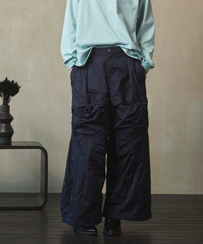 Gather Curved Switching Wide Pants