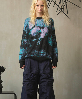 [25AW PRE-ORDER] Contemporary Art Jacquard Prime-Over Crew Neck Shaggy Knit Pullover