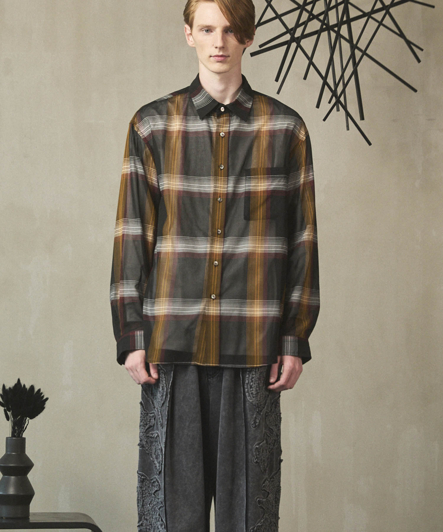 Prime-Over Cotton Organdy 일반 칼라 셔츠를 확인하십시오