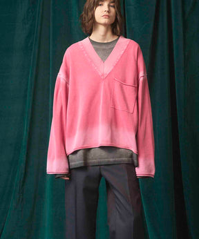 Gradation Short Length Prime-Over V-Neck Knit Pullover