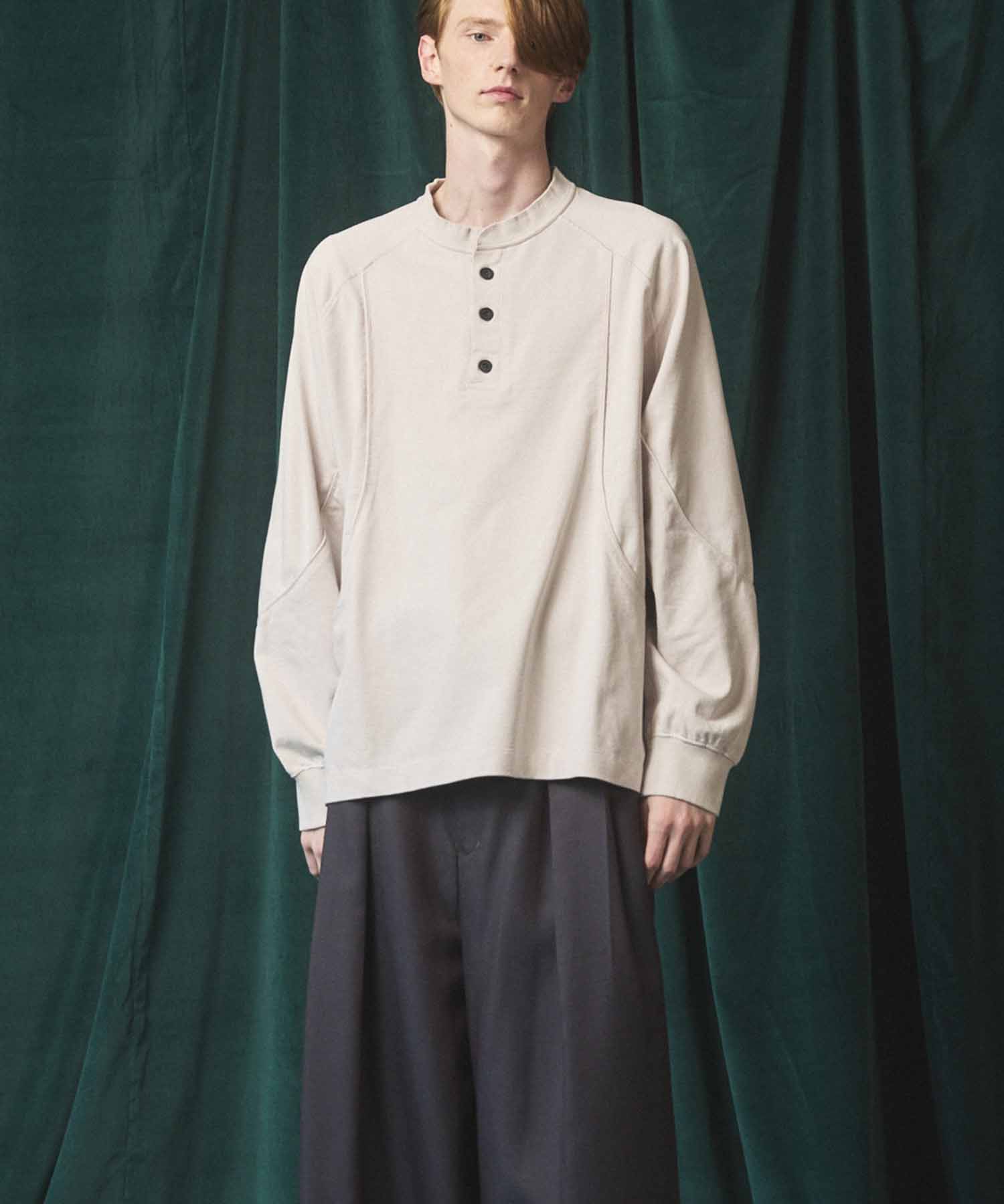 Curve switching Prime-Over Henry Neck Long Sleeve T-Shirt