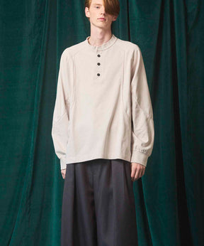 Curve switching Prime-Over Henry Neck Long Sleeve T-Shirt