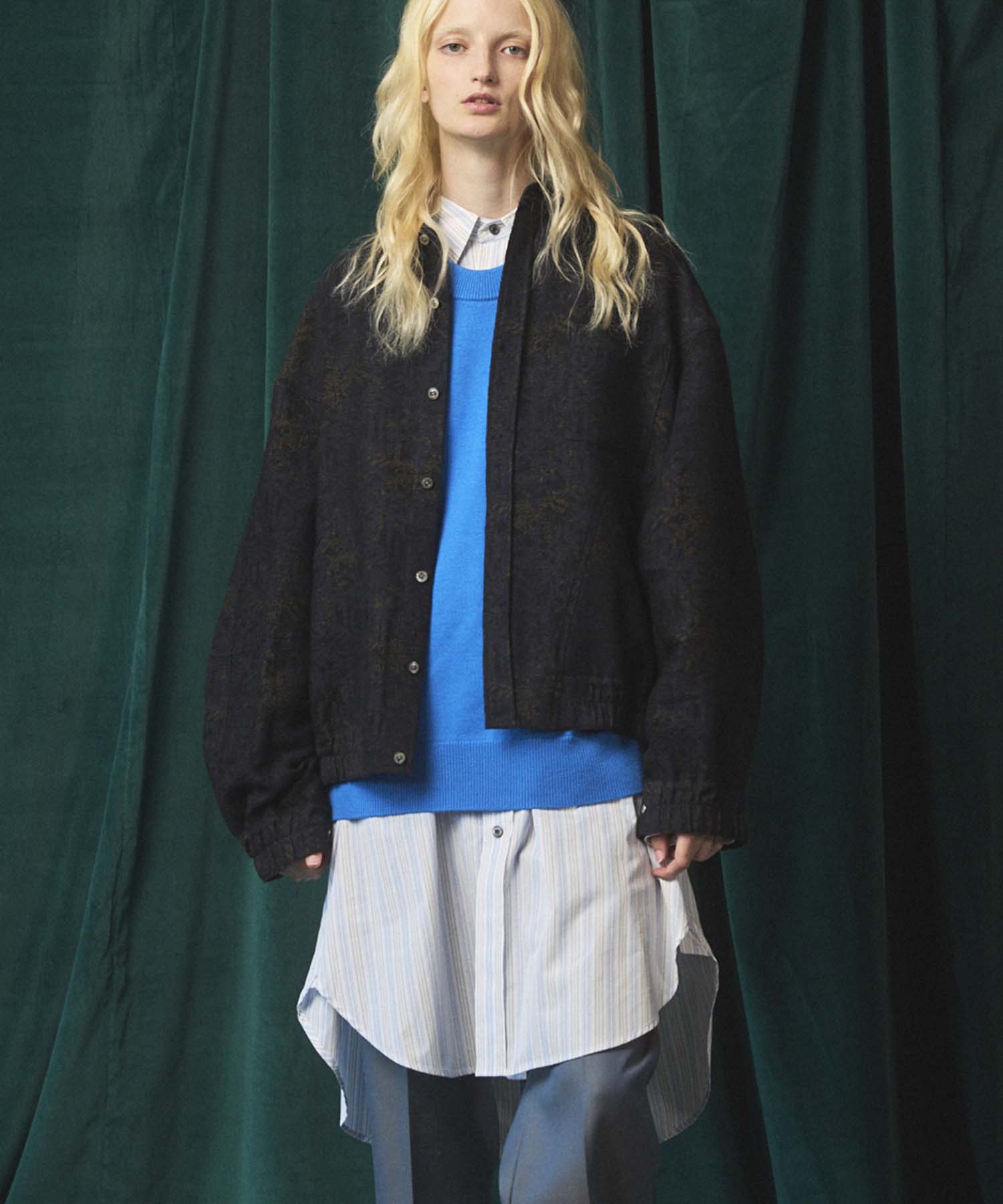 [Sale starts at 12:00 pm on Saturday, September 13th] [Italian Dead Stock Fabric] Prime-Over Curved Shirts Blouson