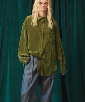 프라임 오버 플록 프린트 일반 칼라 셔츠 코트