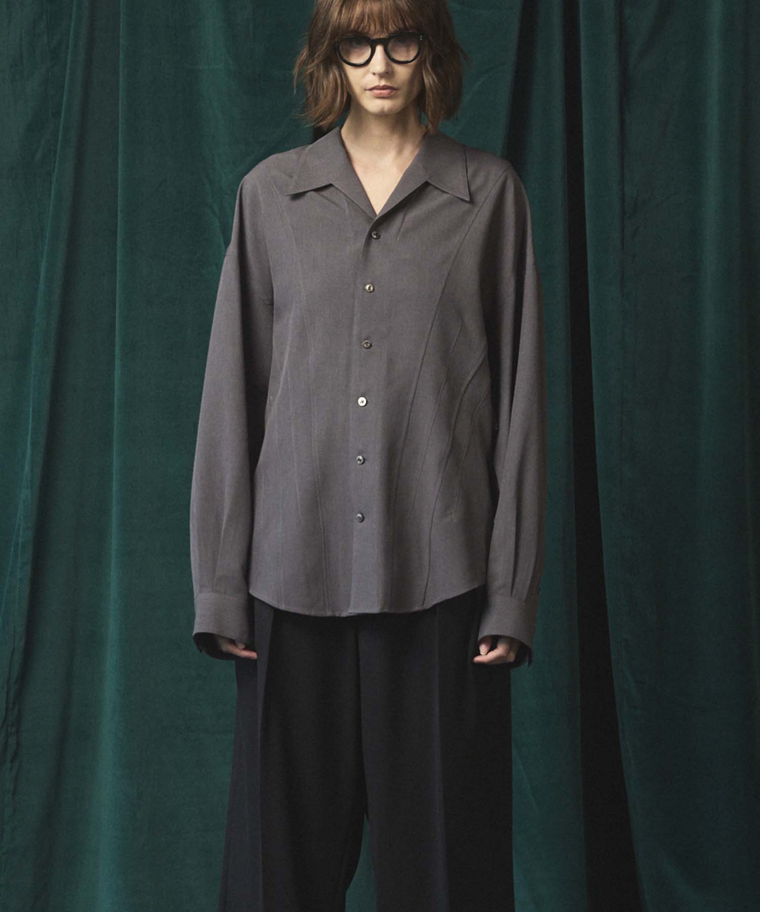 Radial Darts Prime-Over Open Collar Shirt
