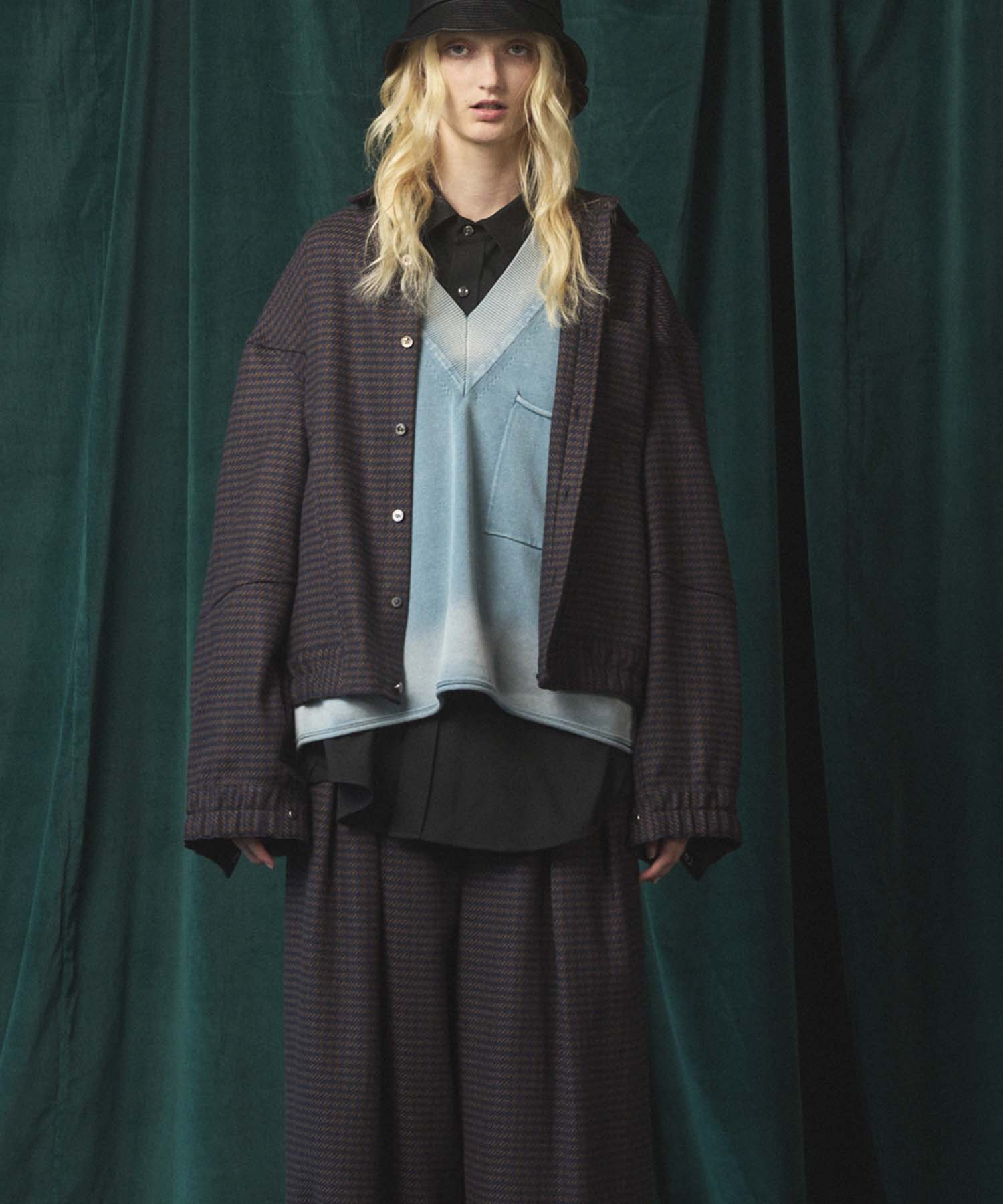 [Sale starts at 12:00 pm on Saturday, September 13th] [Italian Dead Stock Fabric] Prime-Over Curved Shirts Blouson