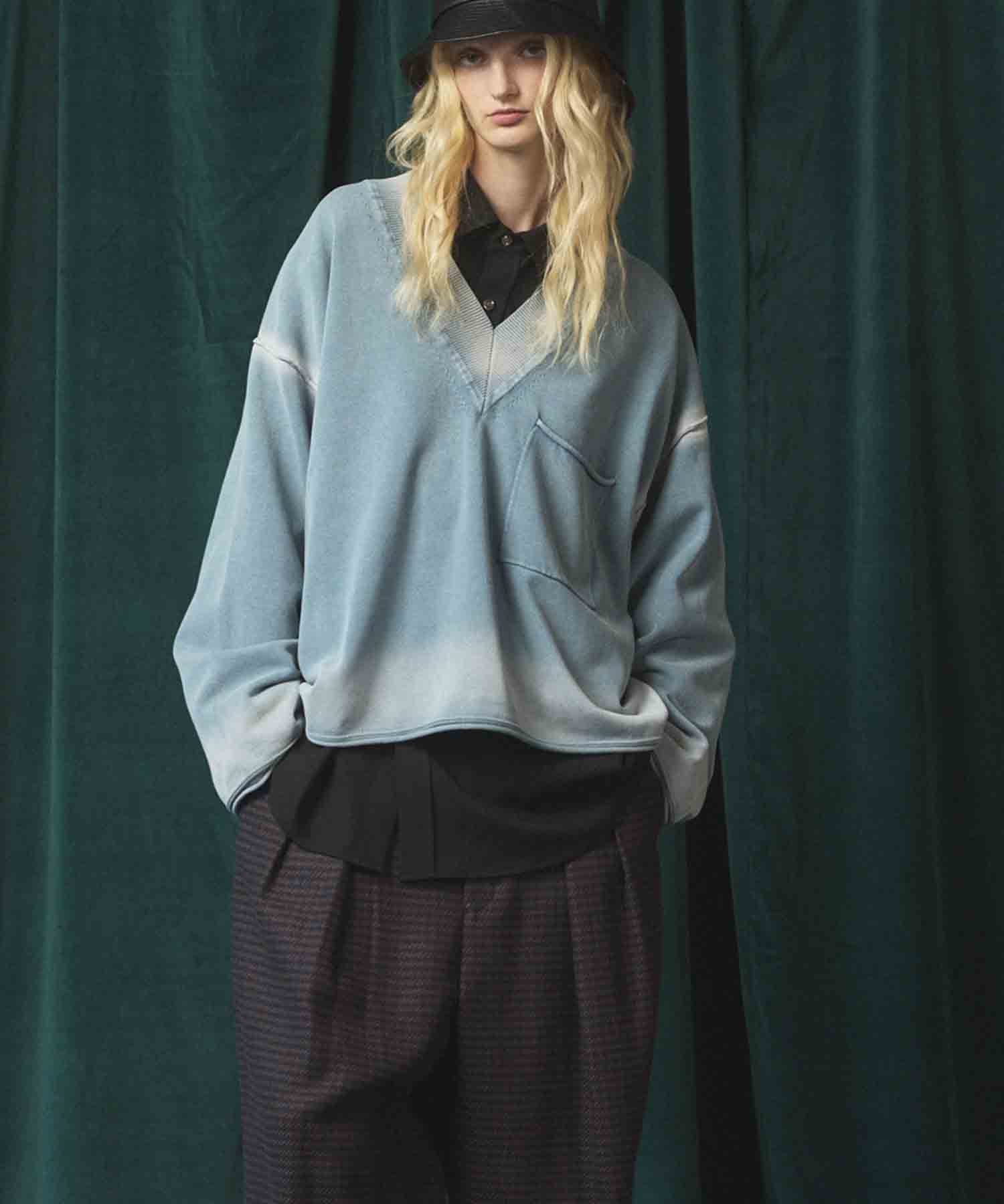 トップス MAISON SPECIAL Prime-Over Gradation Knit Gradation Short Length Prime-Over V-Neck Knit Pullover