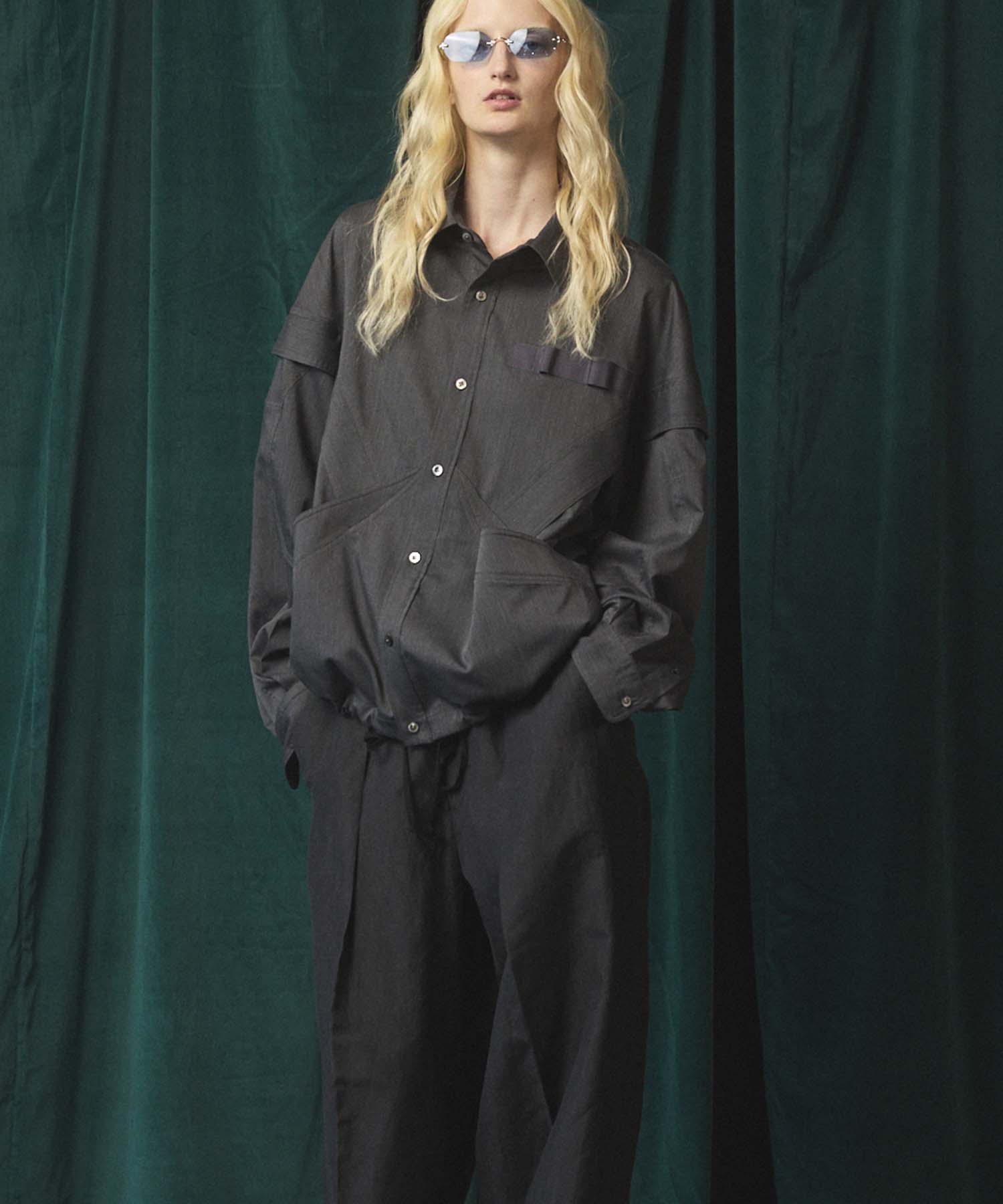 Prime-Over Curved Curve switching Regular Collar Shirt (Copy)