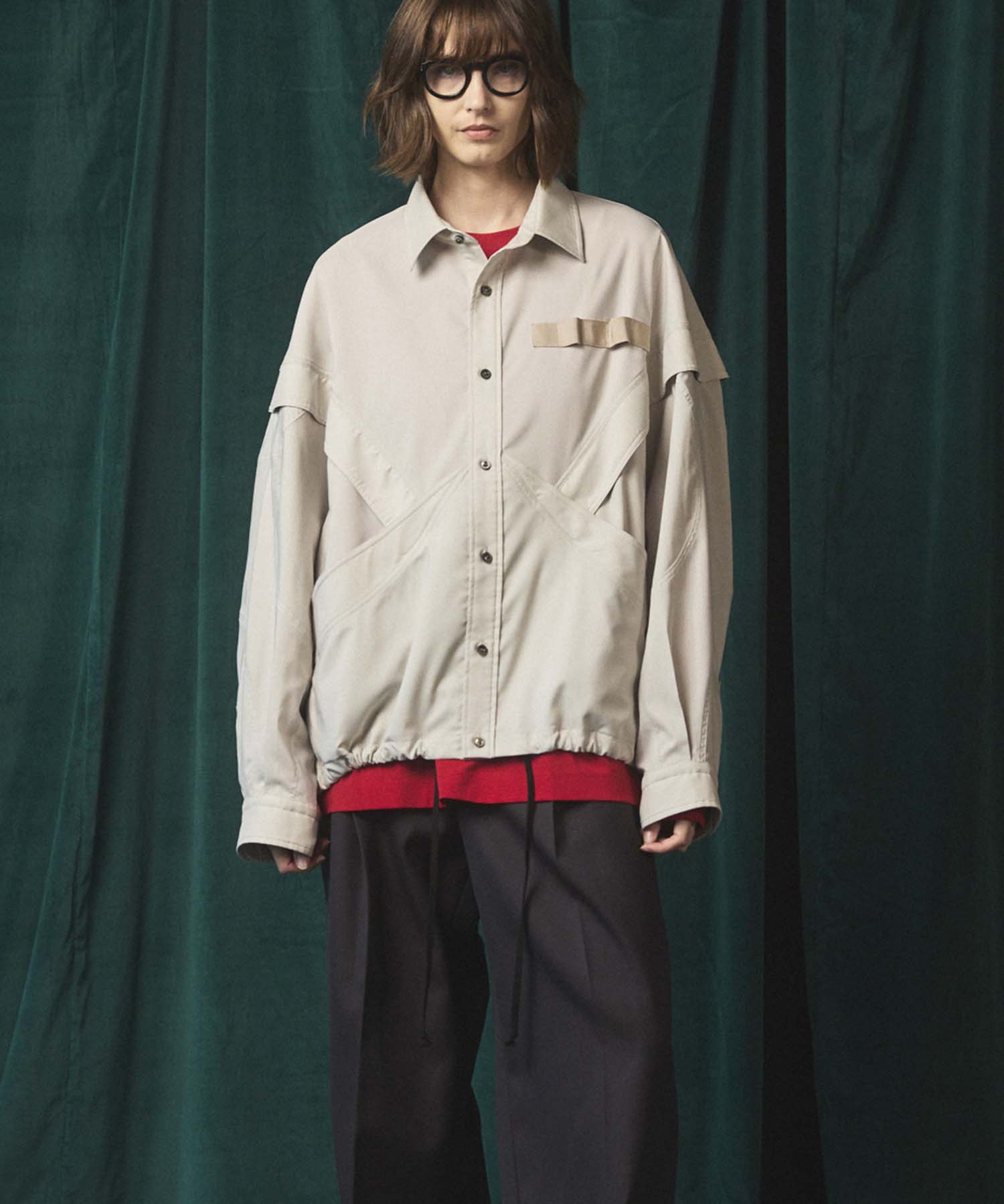 Prime-Over Curved Curve switching Regular Collar Shirt (Copy)