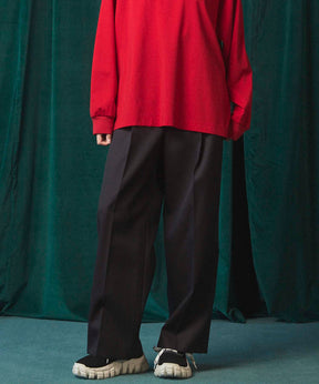 4 Colors Chambray Washable Wool Prime-Wide One Tuck Wide Pants