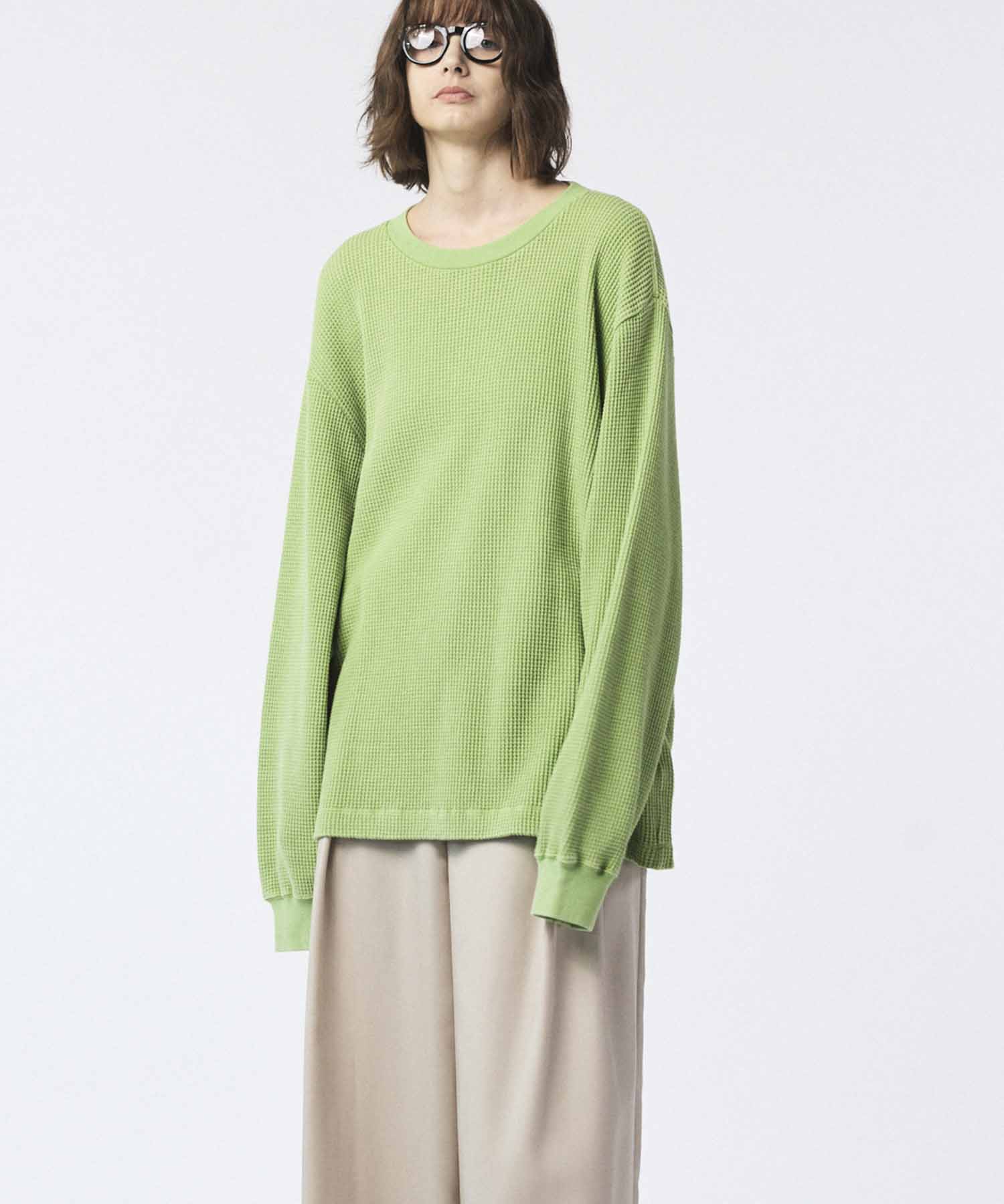 Prime-Over Crew Neck Long Sleeve Waffle T-Shirt