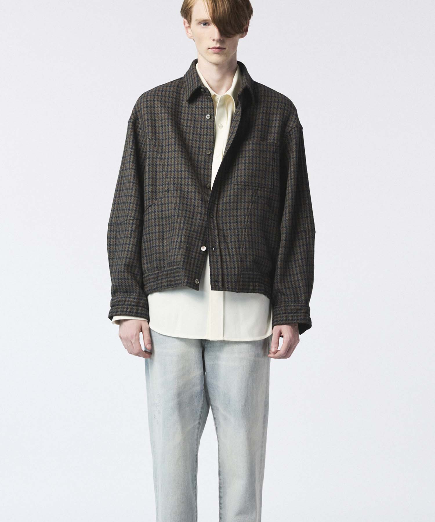 Italian Dead Stock Fabric】Prime-Over Curved Shirts Blouson