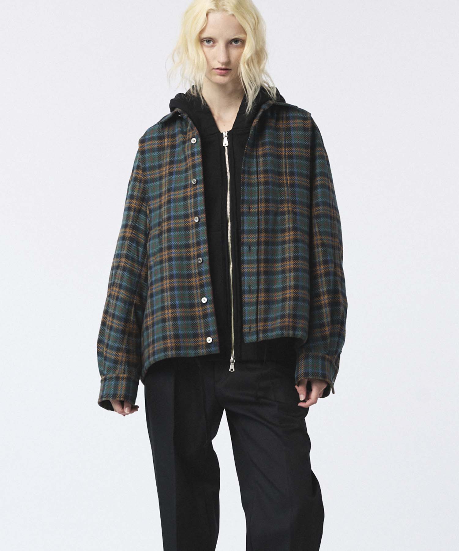 [Sale starts at 12:00 pm on Saturday, September 13th] [Italian Dead Stock Fabric] Prime-Over Curved Pocket Shirts Blouson