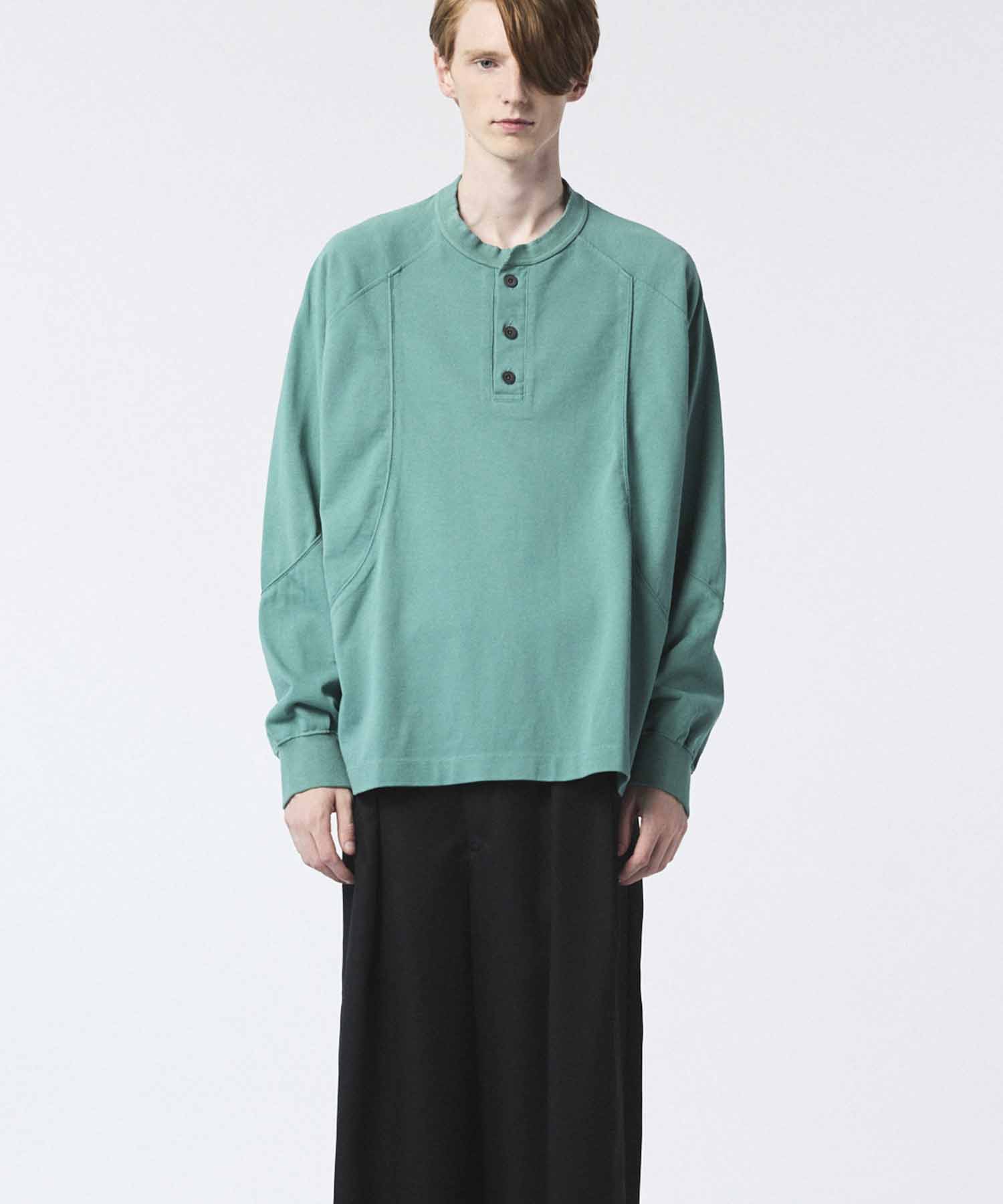 Curve switching Prime-Over Henry Neck Long Sleeve T-Shirt