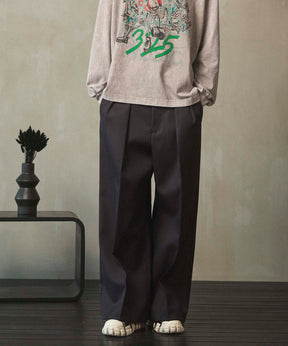 4 가지 색상 샹 브레이 세탁 가능한 양모 프라임 전역의 두 개의 턱 넓은 바지