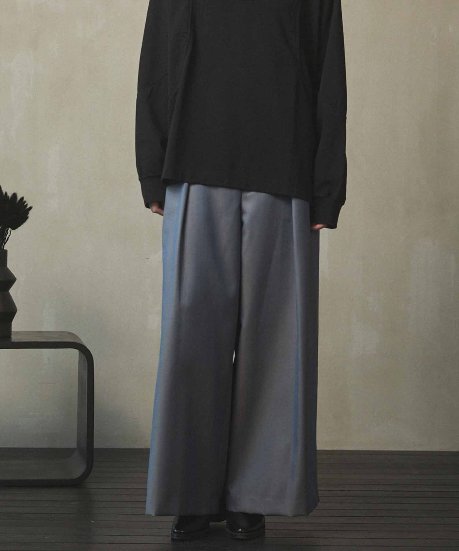 4 Colors Chambray Washable Wool Baggy Wide Pants