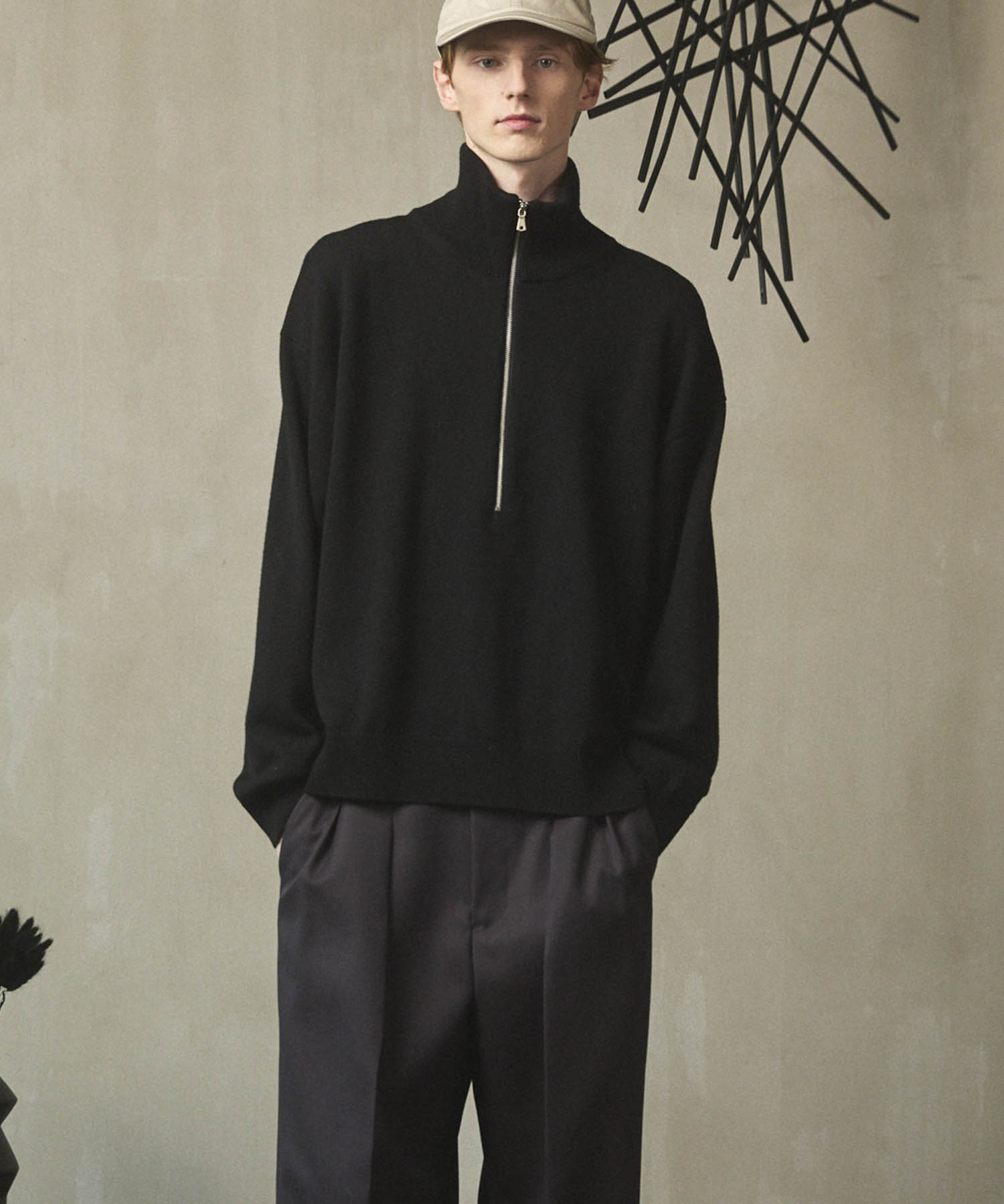 [25AW PRE-ORDER] Cashfeel Extra Fine Merino Wool Prime-Over Half Zip Knit Pullover