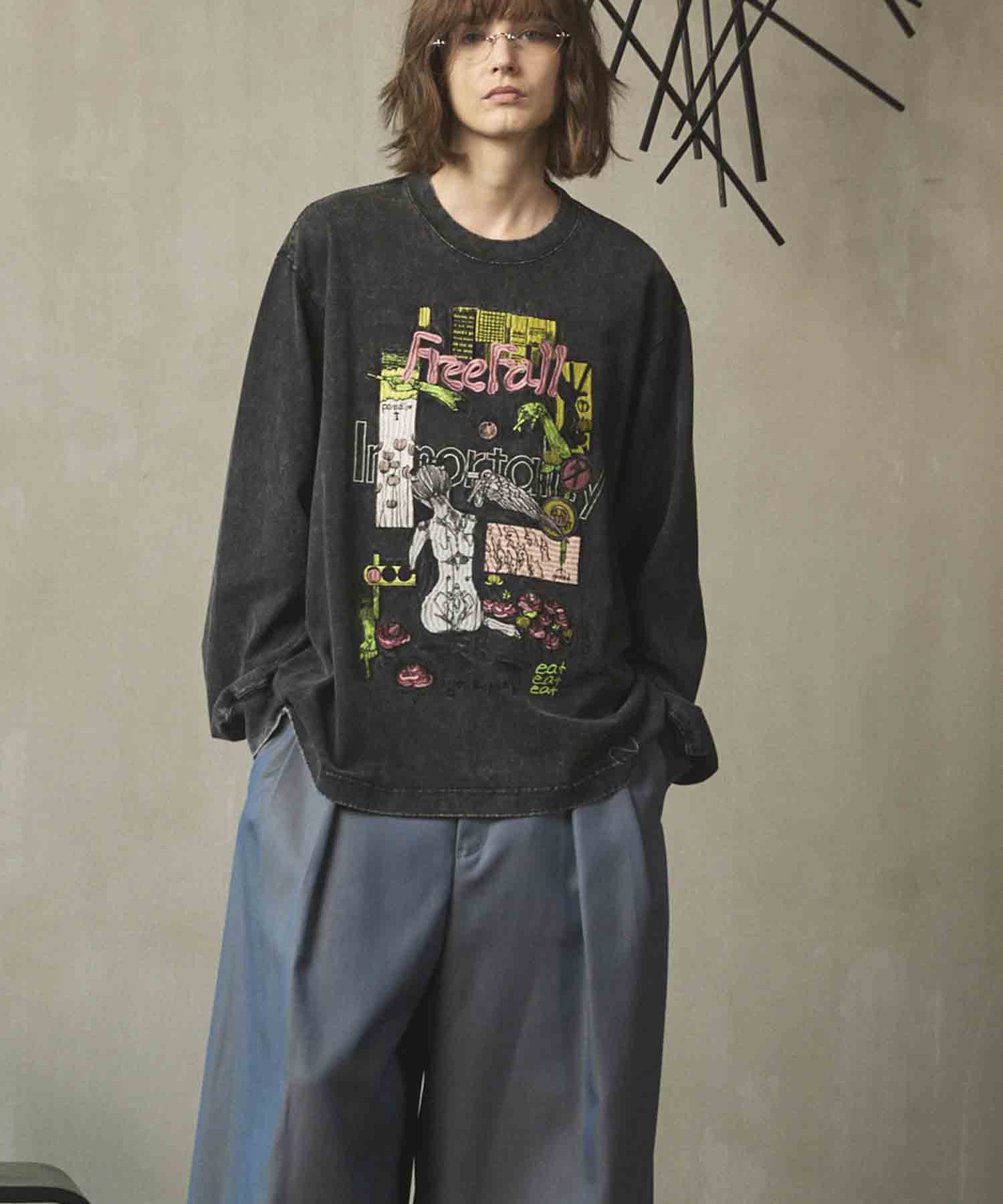 Artist Graphical Embroidery Prime-Over Crew Neck Long Sleeve T-Shirt