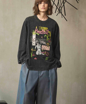 Artist Graphical Embroidery Prime-Over Crew Neck Long Sleeve T-Shirt