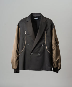 Prime-Over MA-1 Sleeve Double Breasted Curved Zip Tailored Jacket