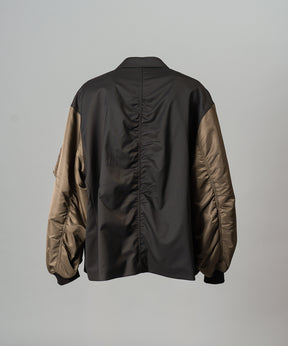 Prime-Over MA-1 Sleeve Double Breasted Curved Zip Tailored Jacket