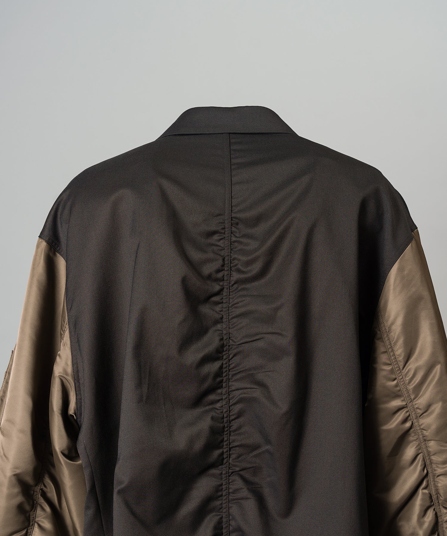 Prime-Over MA-1 Sleeve Double Breasted Curved Zip Tailored Jacket