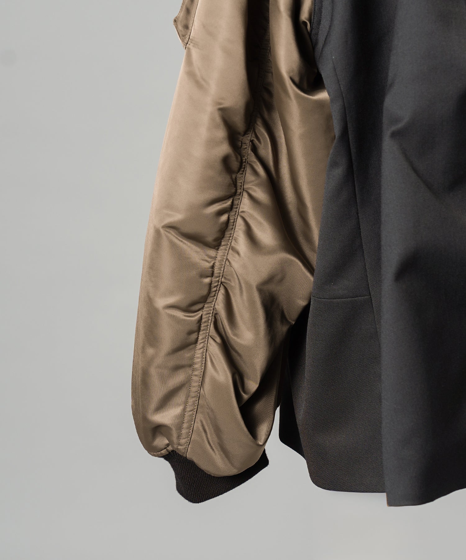 Prime-Over MA-1 Sleeve Double Breasted Curved Zip Tailored Jacket