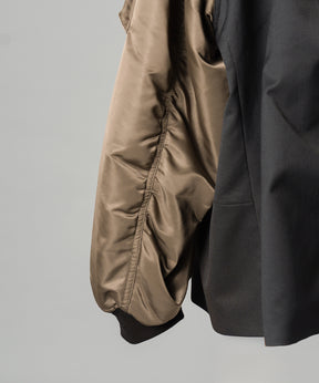 Prime-Over MA-1 Sleeve Double Breasted Curved Zip Tailored Jacket
