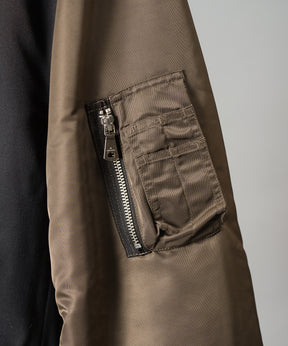 Prime-Over MA-1 Sleeve Double Breasted Curved Zip Tailored Jacket