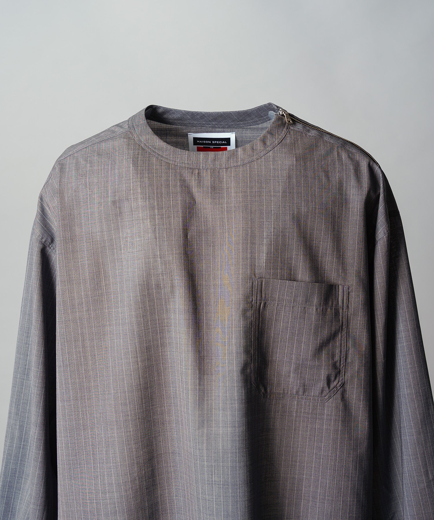 【26SS PRE-ORDER】T/W Sheer Stripe Prime-Over Side Slit Pullover Shirt