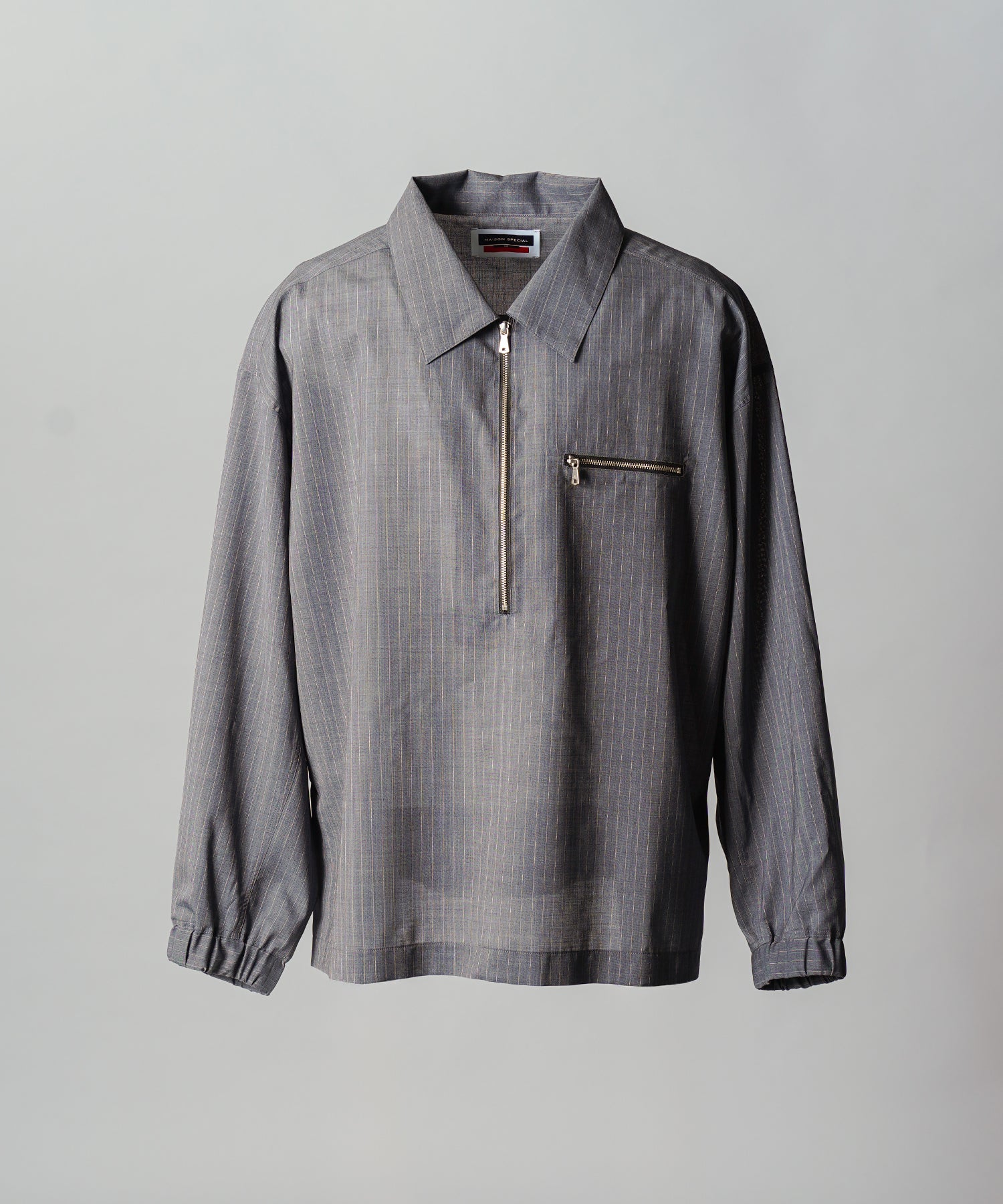 【26SS PRE-ORDER】T/W Sheer Stripe Prime-Over Half-Zip Pullover Shirt