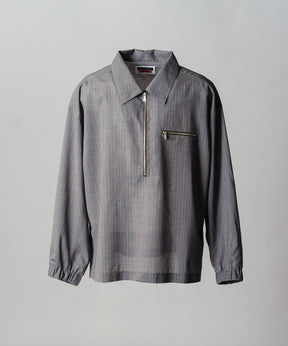 【26SS PRE-ORDER】T/W Sheer Stripe Prime-Over Half-Zip Pullover Shirt
