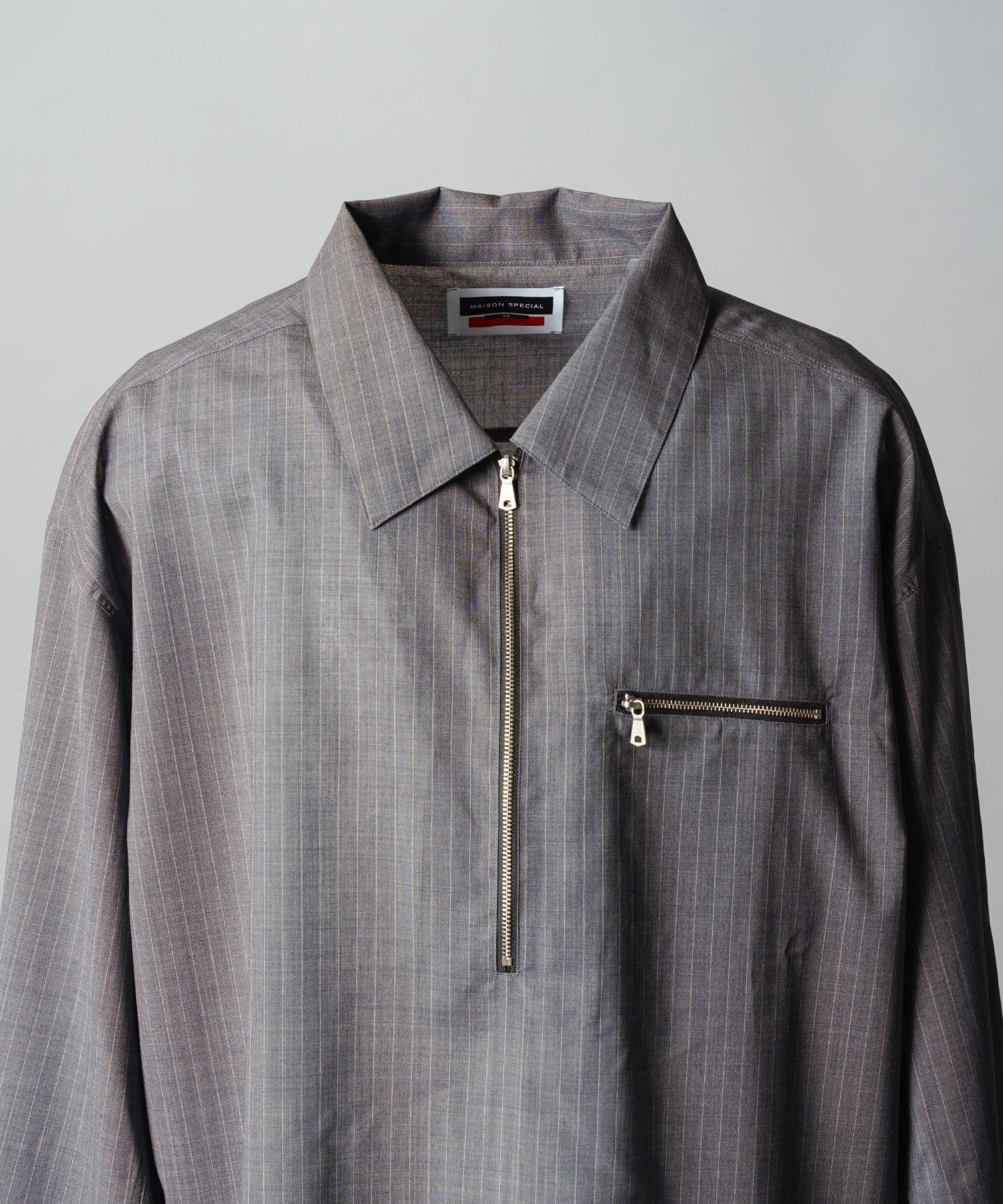 【26SS PRE-ORDER】T/W Sheer Stripe Prime-Over Half-Zip Pullover Shirt