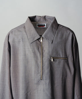 【26SS PRE-ORDER】T/W Sheer Stripe Prime-Over Half-Zip Pullover Shirt