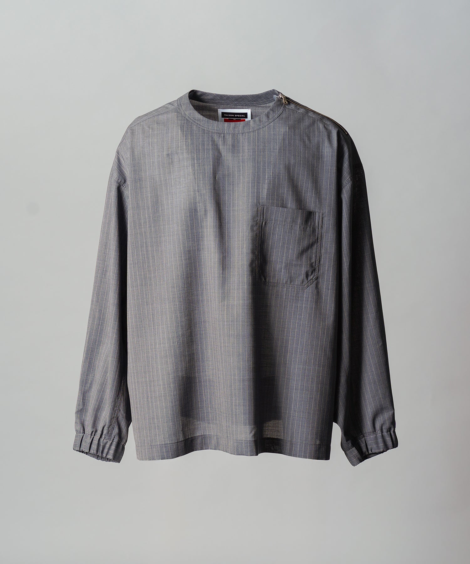 【26SS PRE-ORDER】T/W Sheer Stripe Prime-Over Side Slit Pullover Shirt