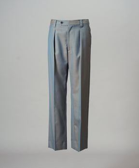 4 Colors Chambray Washable Wool One Tuck Straight Pants