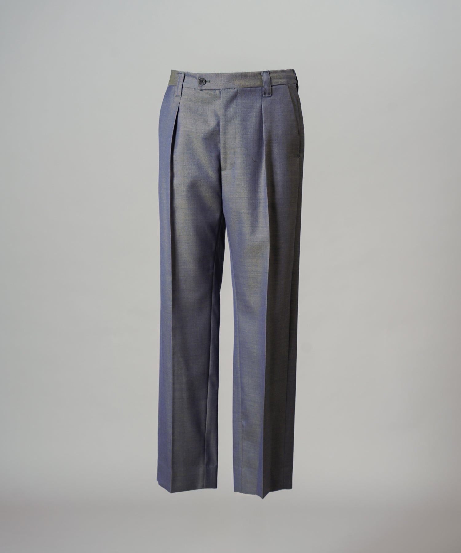 4 Colors Chambray Washable Wool One Tuck Straight Pants