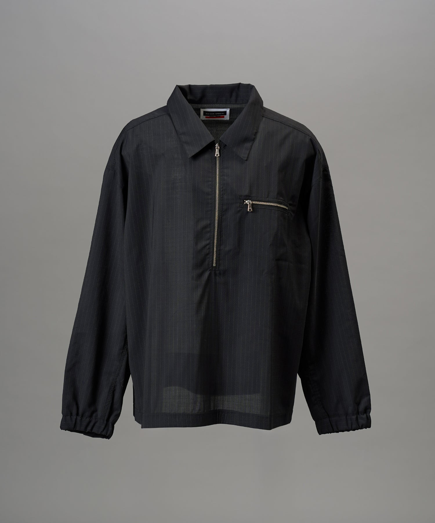 【26SS PRE-ORDER】T/W Sheer Stripe Prime-Over Half-Zip Pullover Shirt