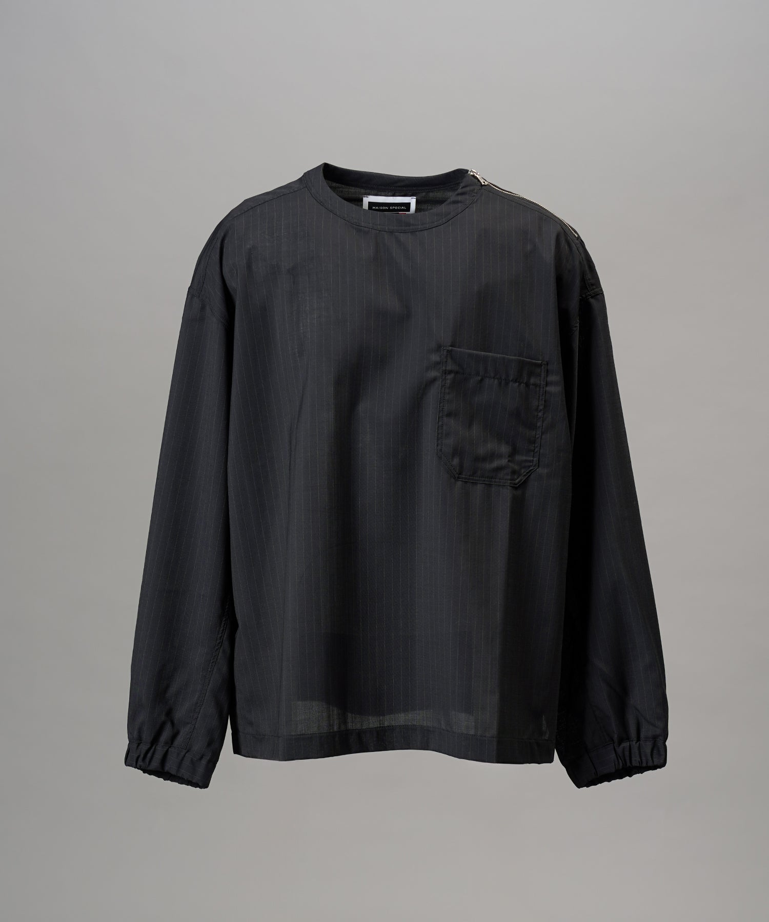 【26SS PRE-ORDER】T/W Sheer Stripe Prime-Over Side Slit Pullover Shirt