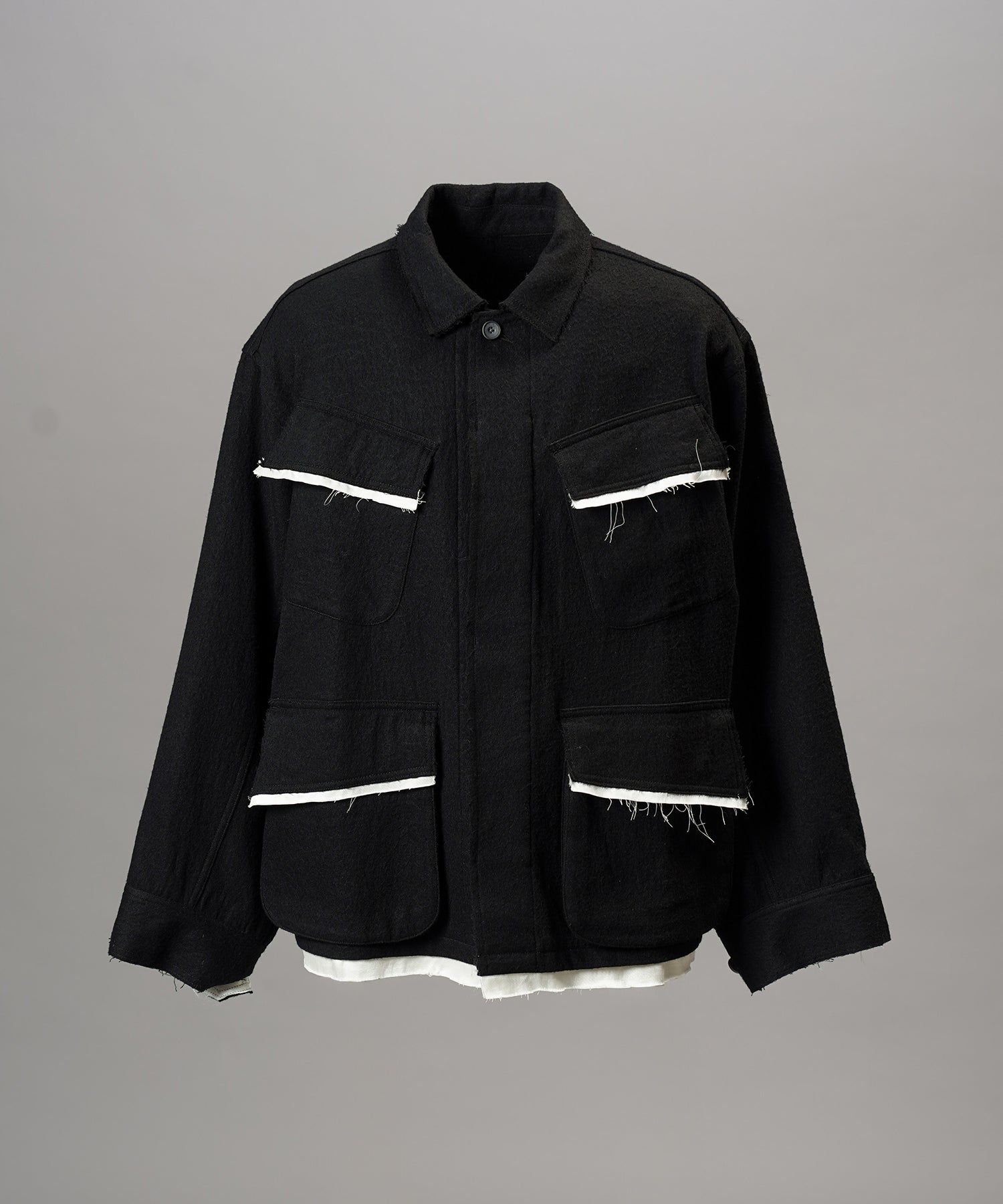 【26AW PRE-ORDER】ウールコットントリミングミックスプライムオーバーファティーグシャツジャケット